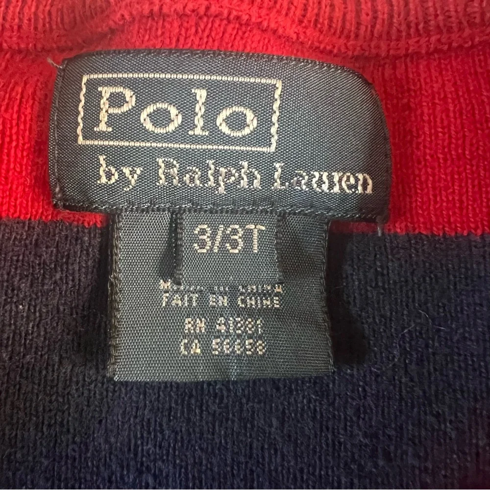 Polo Ralph Lauren Toddler Boys Sweater 3T Striped Red Navy Pony Logo Pullover